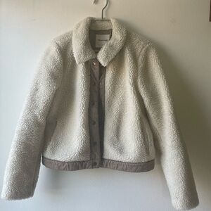 Madewell Cream Teddy Jacket with Tan Accents